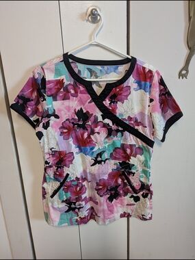 Floral V-Neck Women’s Scrub Top